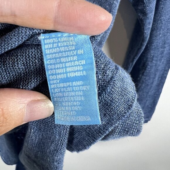 J. McLaughlin 100%‎ Linen Blue Knit Long Sleeve Boat Neck Sweater Top Size Small - Picture 7 of 10